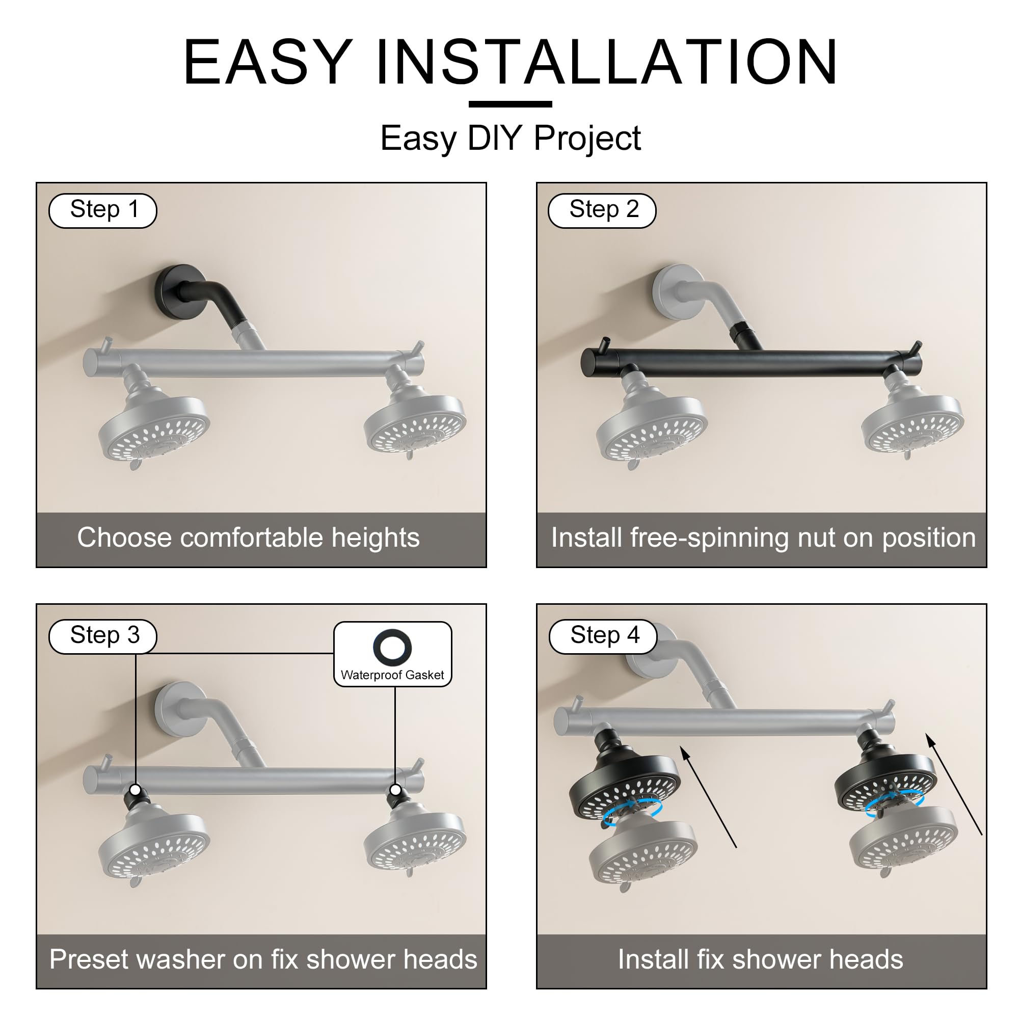 シャワーヘッドセット ２個組 Amazon.co.jp: ダブルシャワーヘッド 2つのシャットオフバルブシャワー